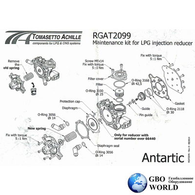 Ремкомплект редуктора Tomasetto АТ 13  ANTARTIC